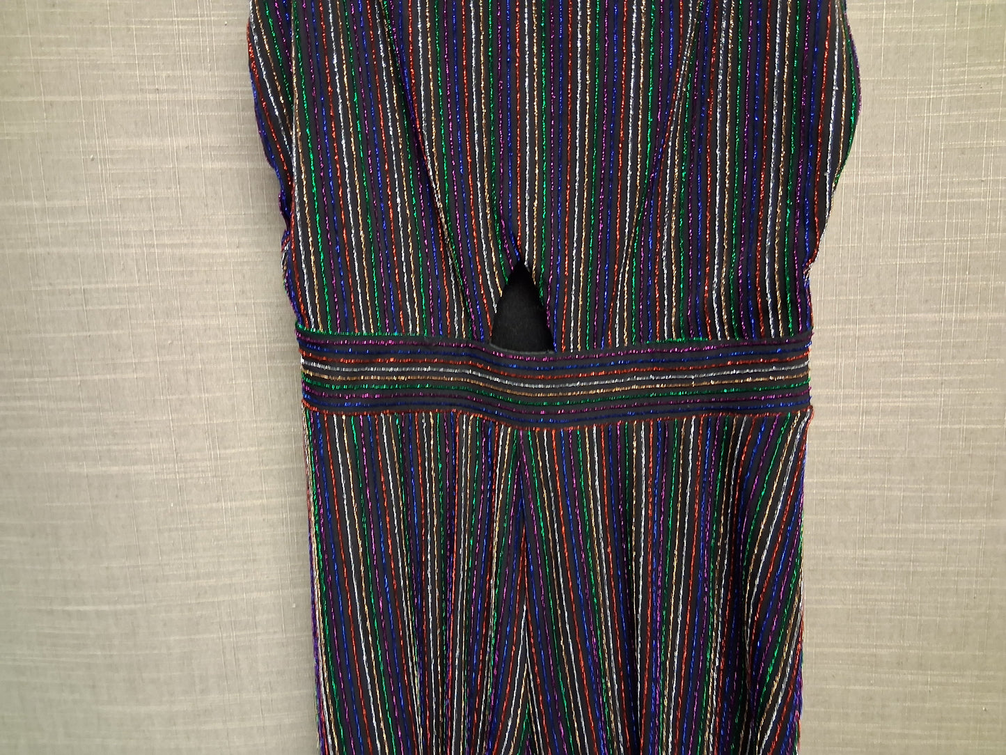 New Look Girls Black Glittery Multicolour Striped Playsuit Age 15 Years