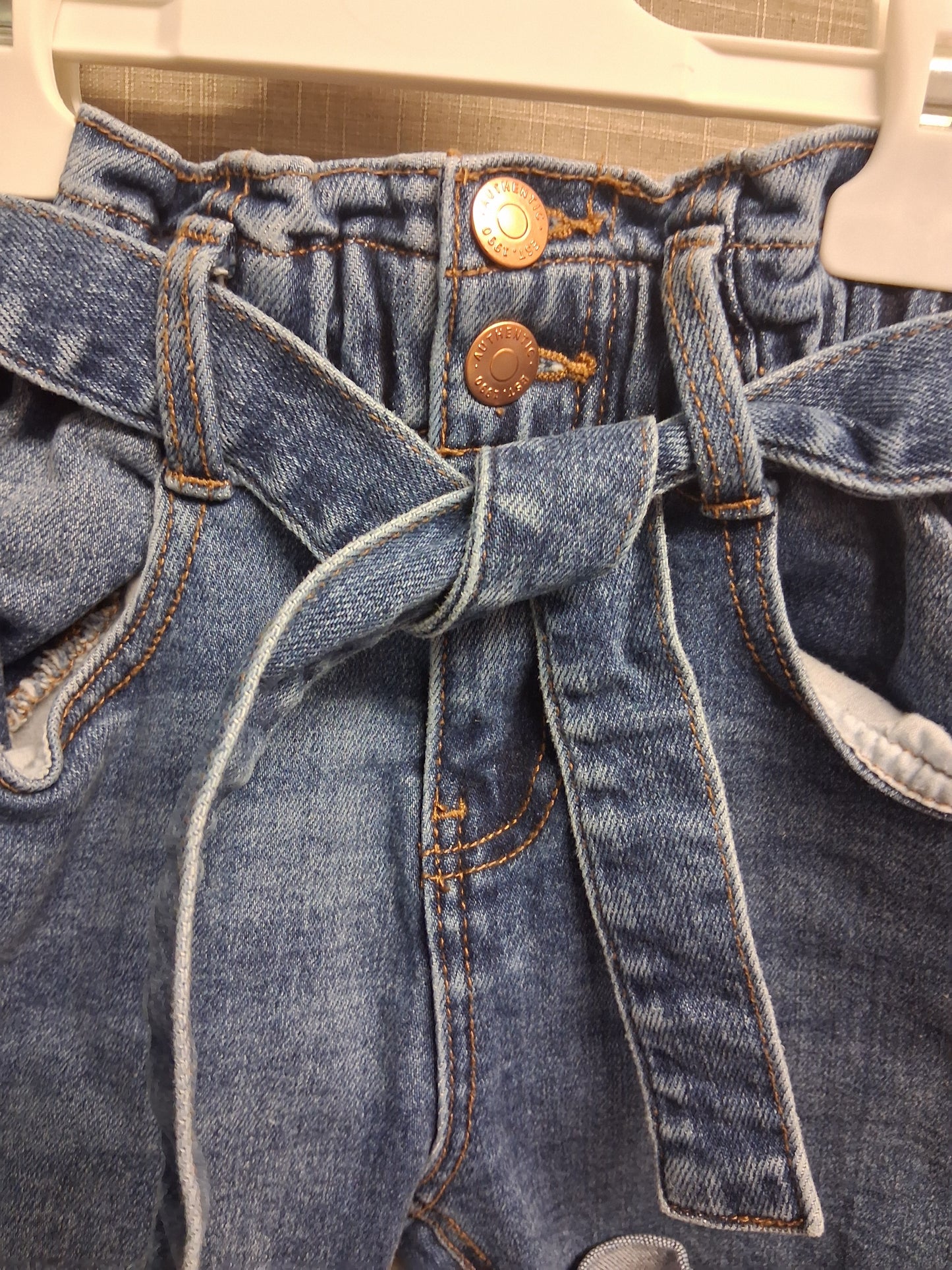 George Girls Blue Denim Paperbag Elastic Waist Shorts with Belt Age 6-7 Years