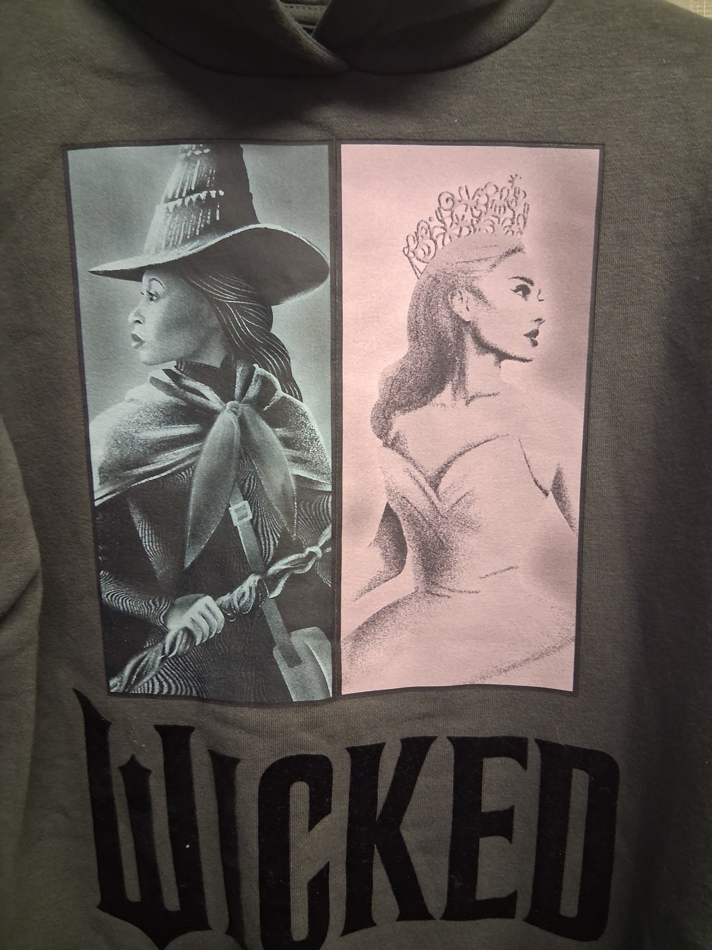 Primark Wicked Hoodie Elphaba Glinda Graphic Grey Age 7-8 Years