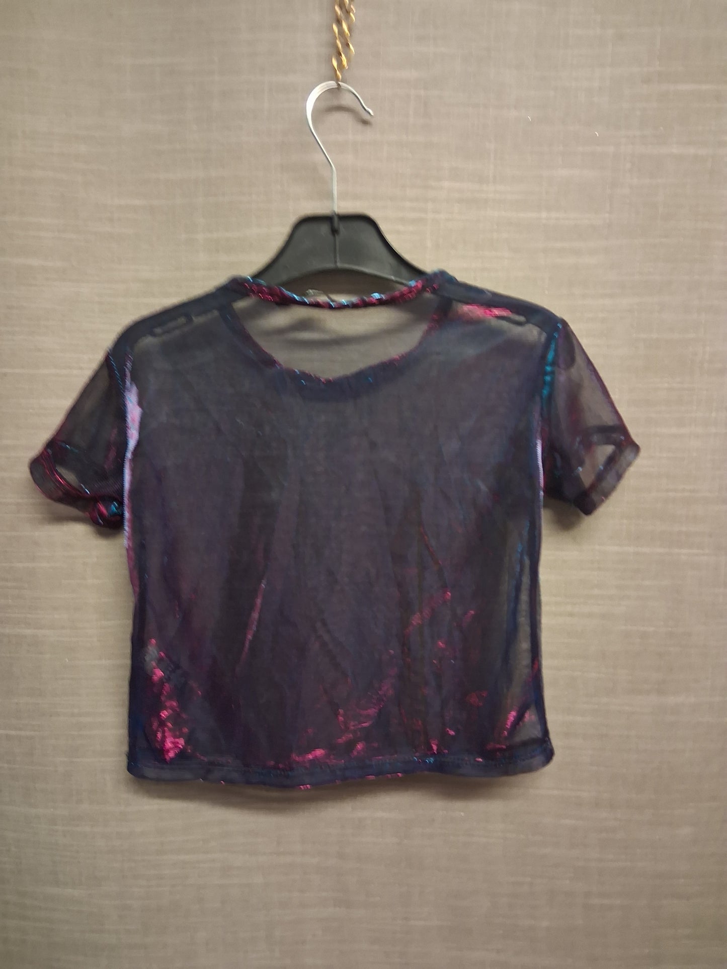 George Girls Pink Iridescent Short Sleeved T-Shirt Sheer Age 7-8 years