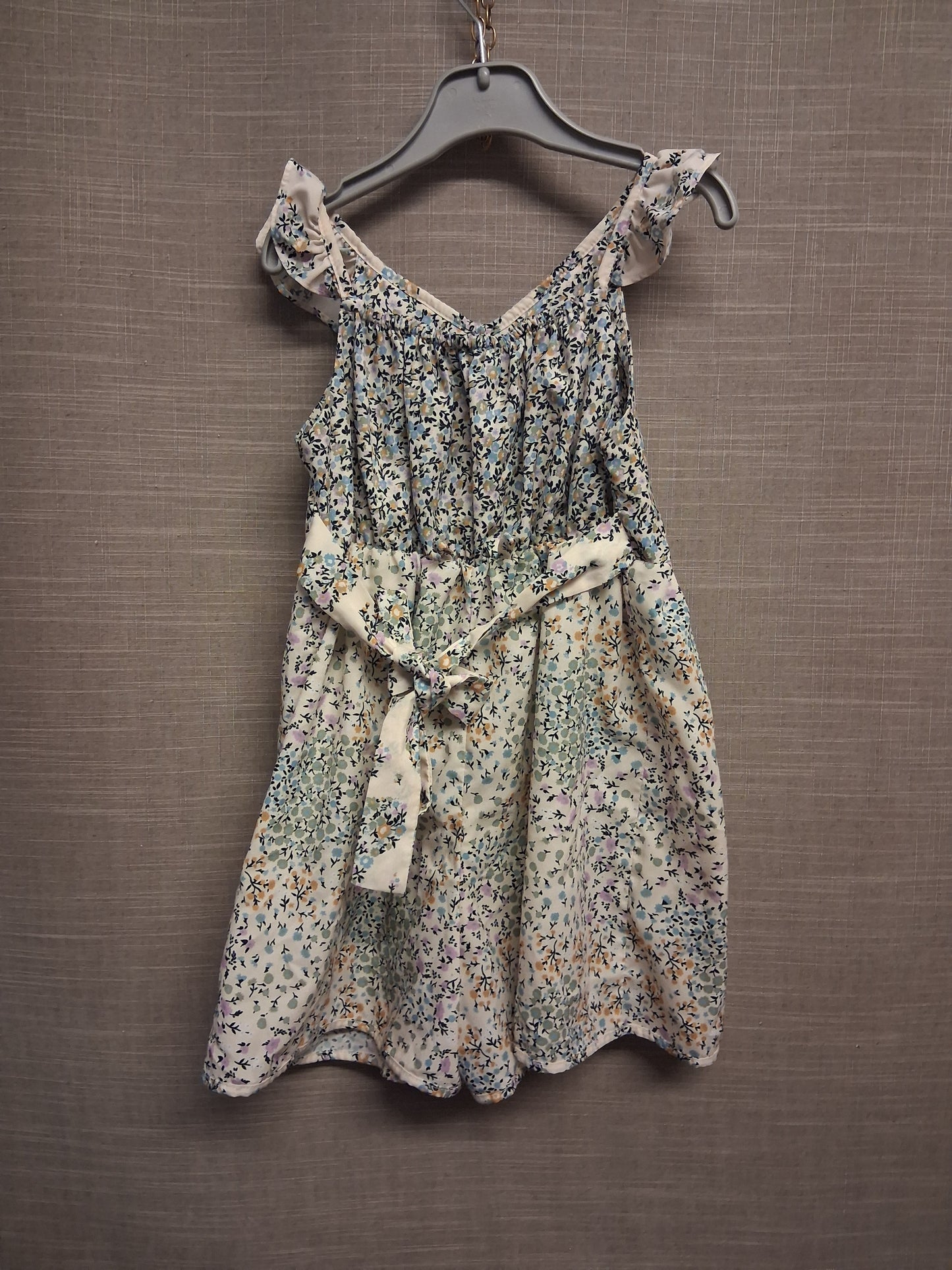 Next Girls Beige Green Floral Lightweight Playsuit Age 4-5 years