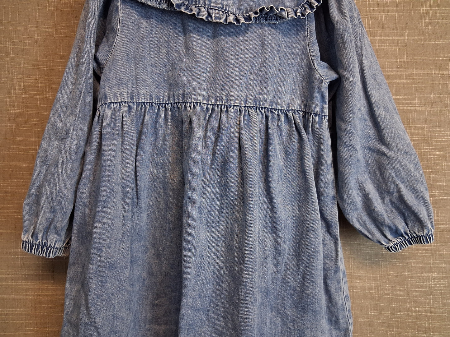 Next Girls Denim Dress Peter Pan Collar Blue Long Sleeve Age 3-4 Years
