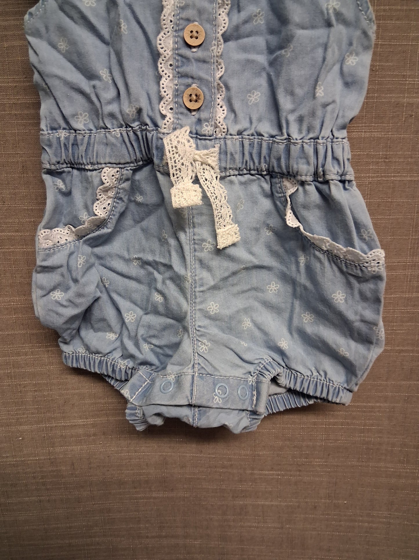 George Girls Chambray Denim Blue Playsuit Age 0-3 Months