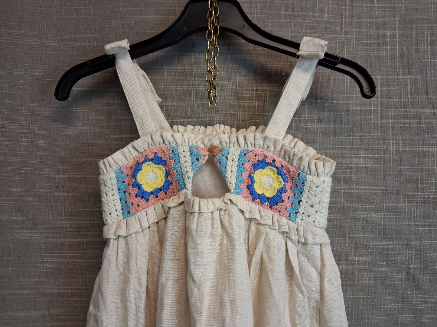Haute Hippie Girl Beige Lined Embroidered Dress Age 2-3 Years