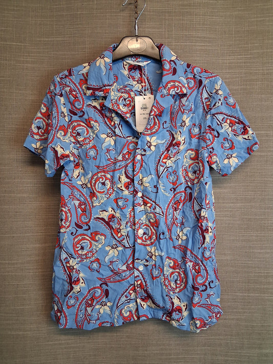 Primark Boys Hawaiian Theme Short Sleeve Shirt Blue Age 8-9 Years