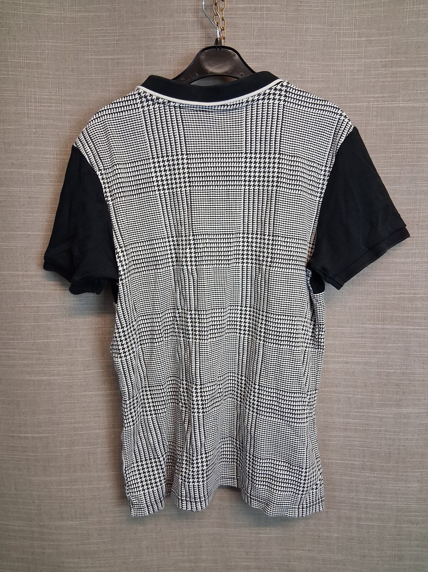George Boys Polo T-Shirt Black Grey Check Age 12-13 Years