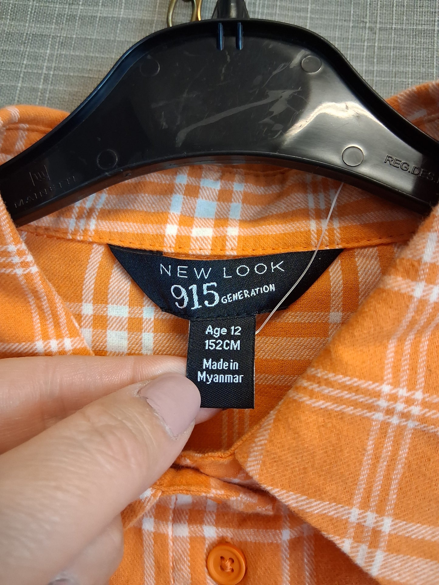 New Look Girls Orange Crop Checked Shirt Long Sleeve Age 12 Years
