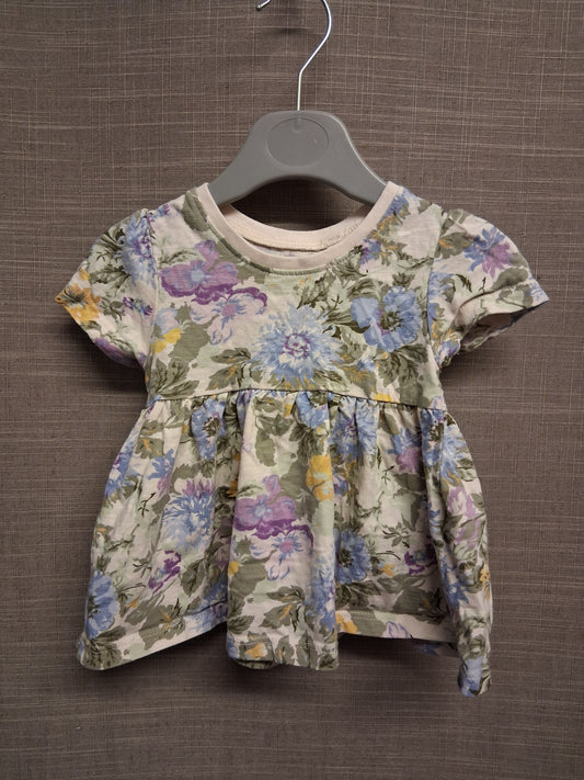 Next Girls Multicolour Floral Short Sleeve T-Shirt Dress Age 6-9 Months