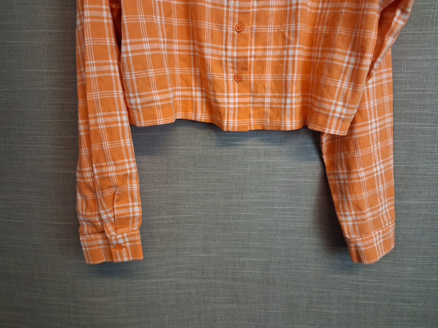 New Look Girls Orange Crop Checked Shirt Long Sleeve Age 12 Years