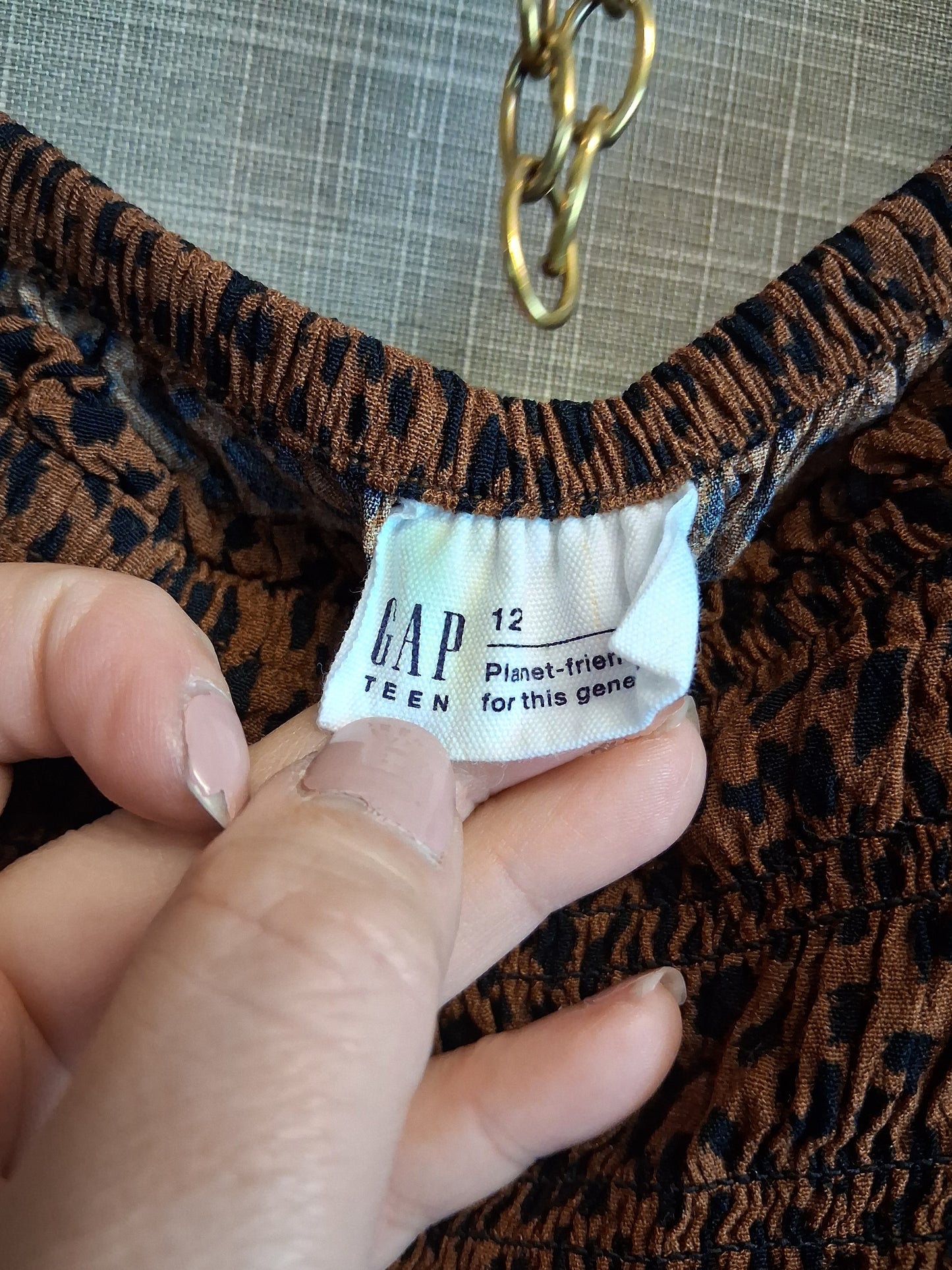 GAP Girls Animal Print Brown Gypsy Style Dress Age 12 Years Long Sleeve
