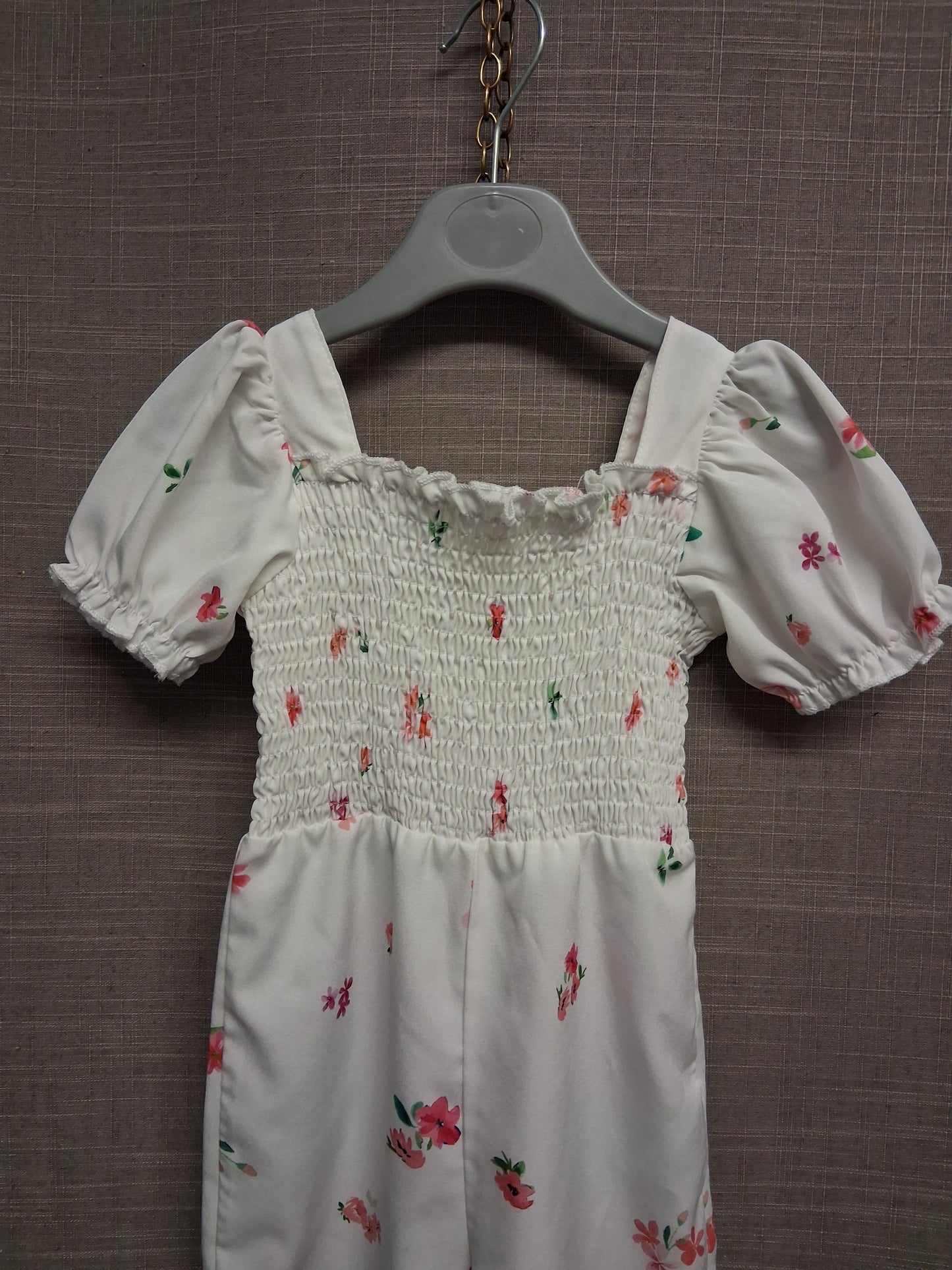 Shein Girls White Floral Jumpsuit Age 9-12 Years