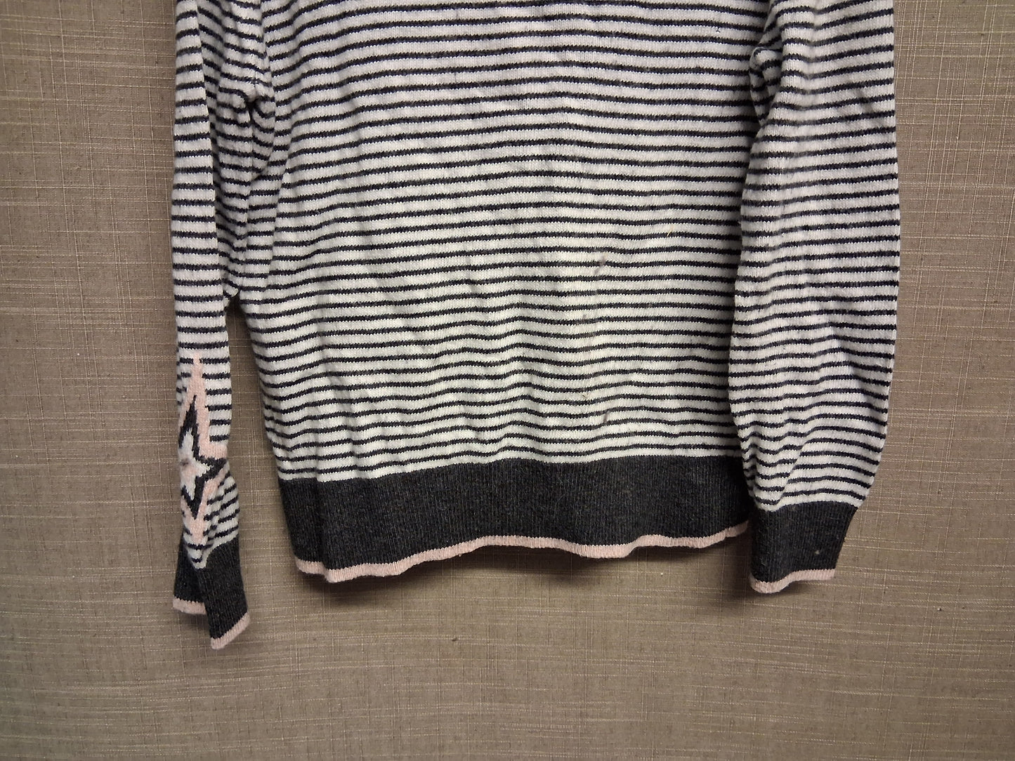 Mintie Mint Velvet Girls Knitted Jumper Sweater Cashmere Blend Grey Stripe Long Sleeve Age 5-6 Years