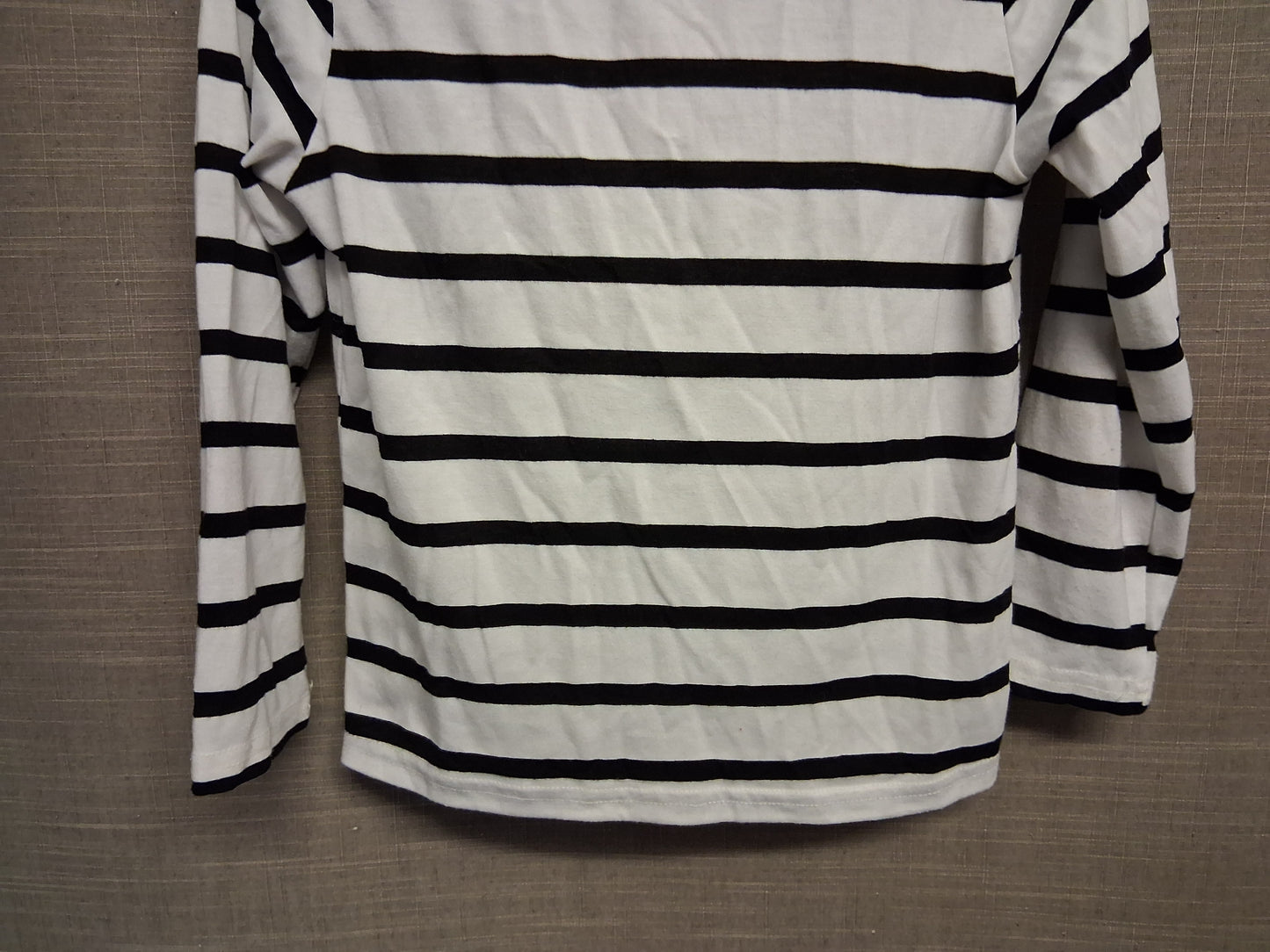 Shein Black White Striped Long Sleeve T-Shirt Pink Bow Detail Age 6 Years