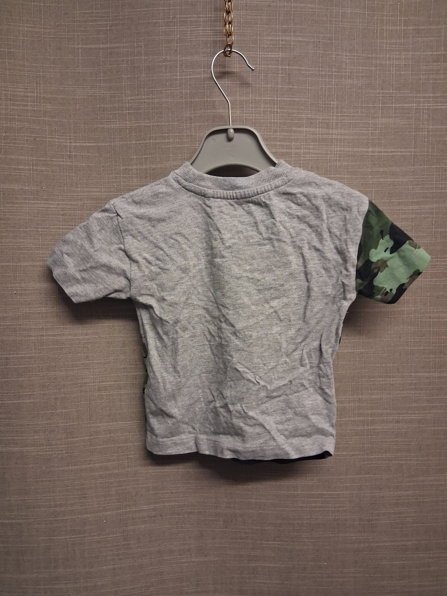 Next T-Shirt Boys Short Sleece Grey Green Camouflage Age 3-6 Months
