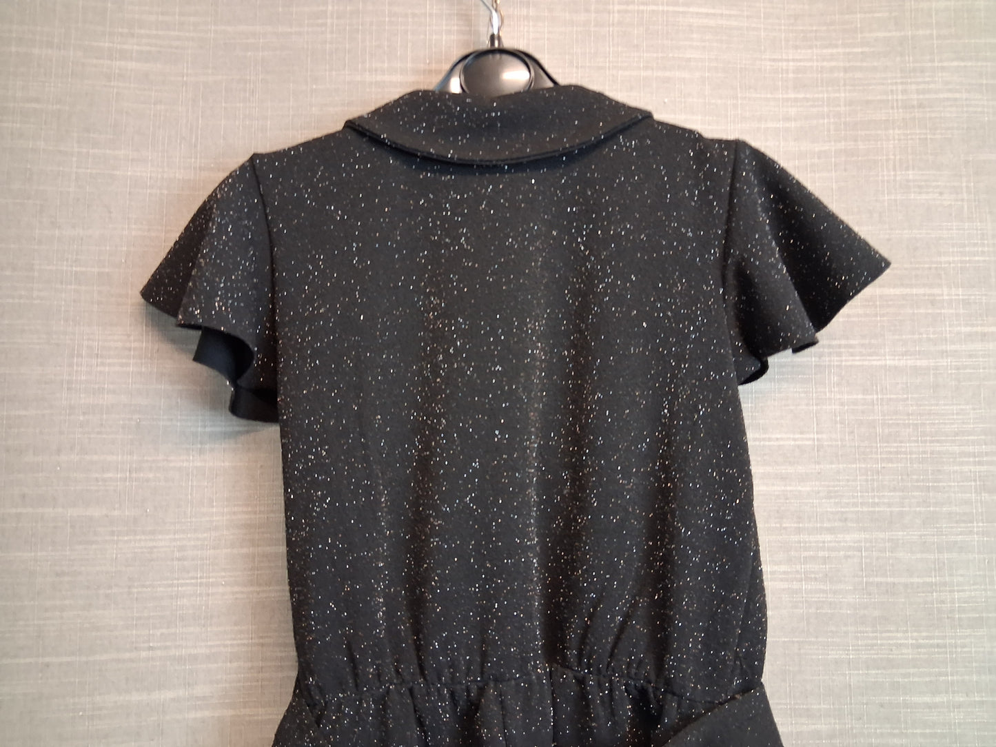 River Island Girls Playsuit Black Sparkly With Belt Age 9-10 Years
