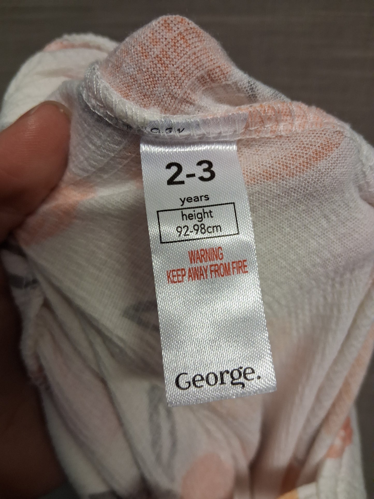 George Girls White Orange Print Jersey Romper Dungarees Age 2-3 Years