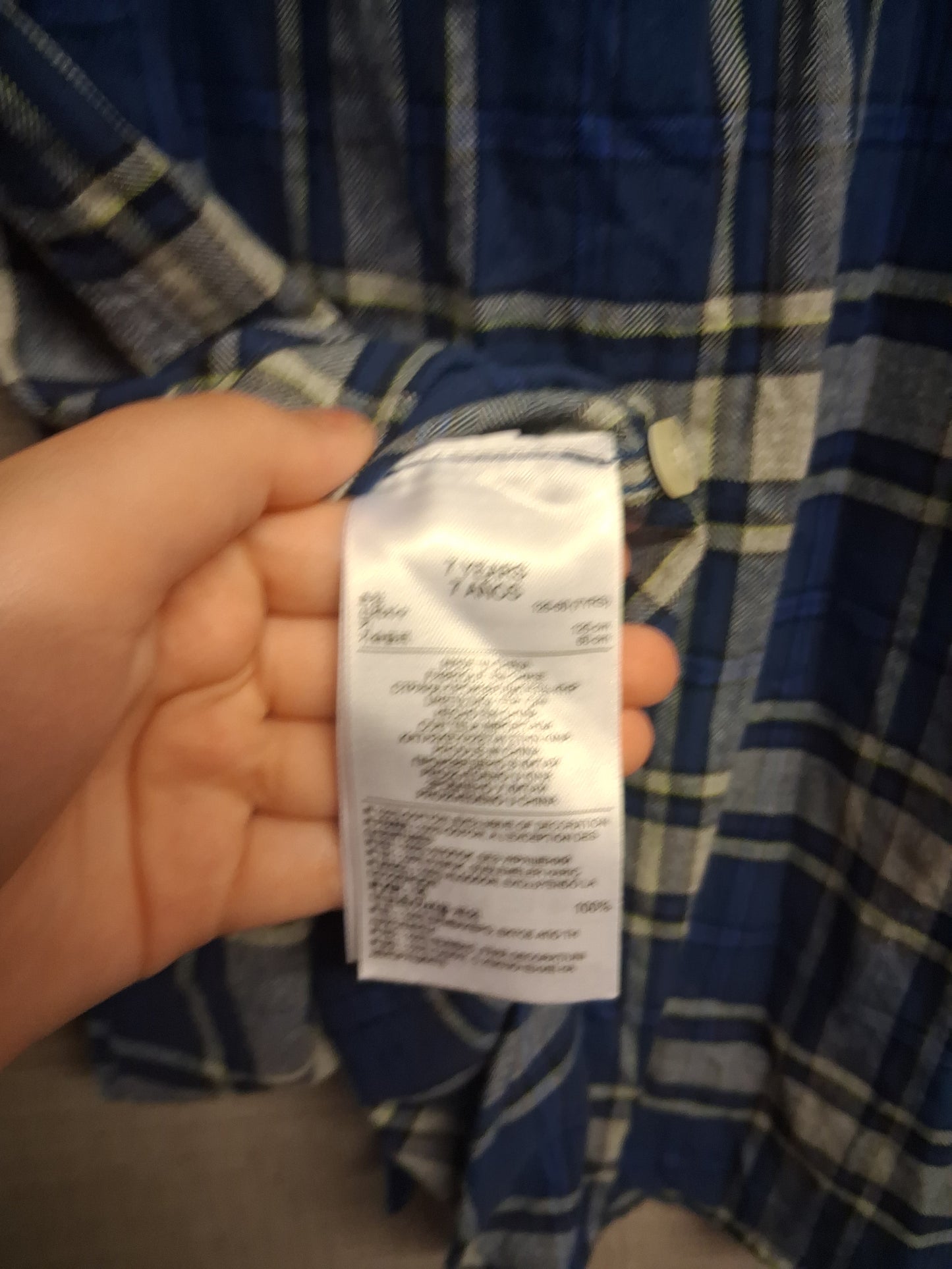 GAP Boys Blue White Checked Long Sleeve Shirt Age 7 Years Loose Fit