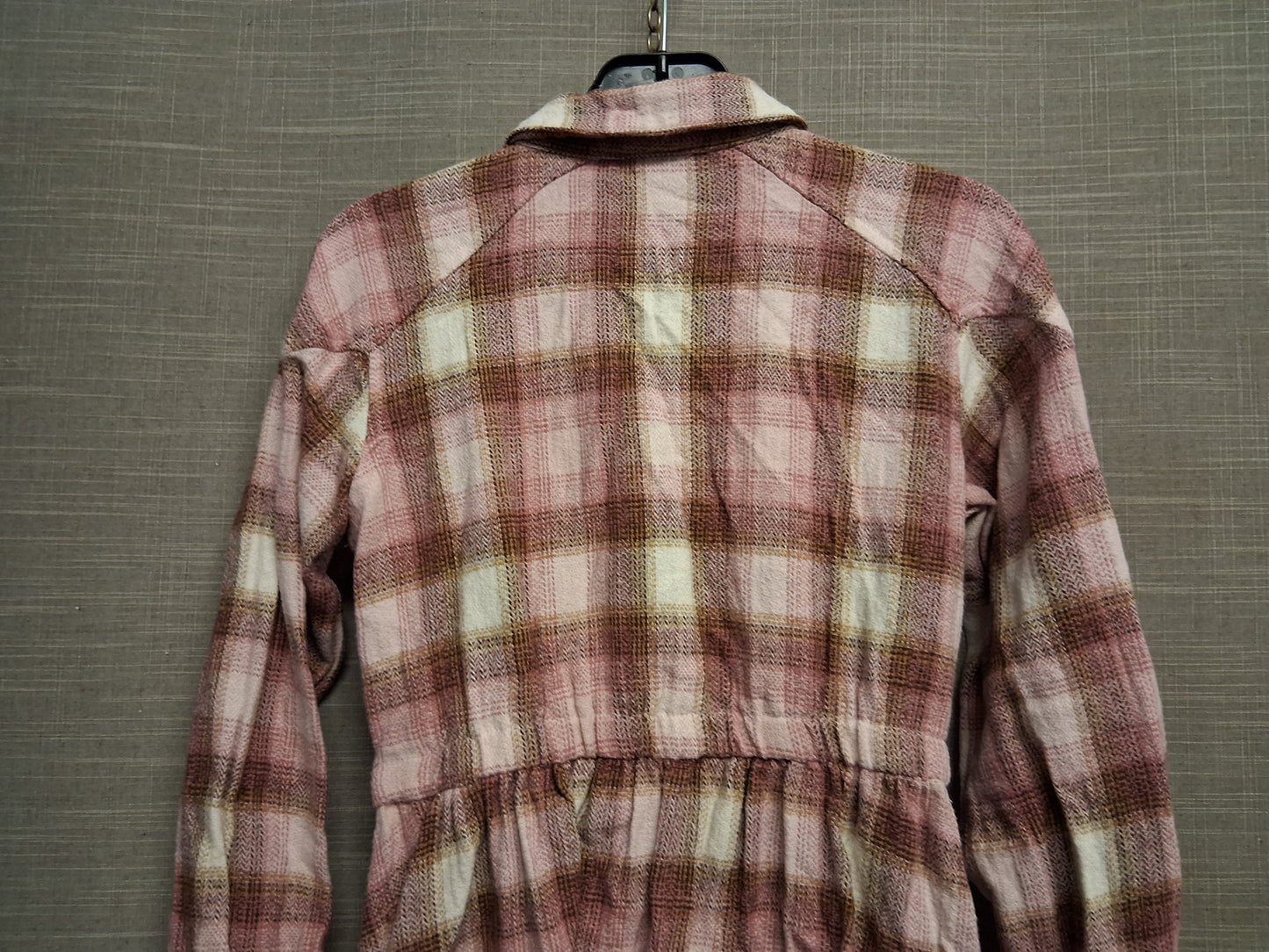 River Island Girls Pink Check Long Sleeve Shirt Dress Embroidered Floral Age 10 Years