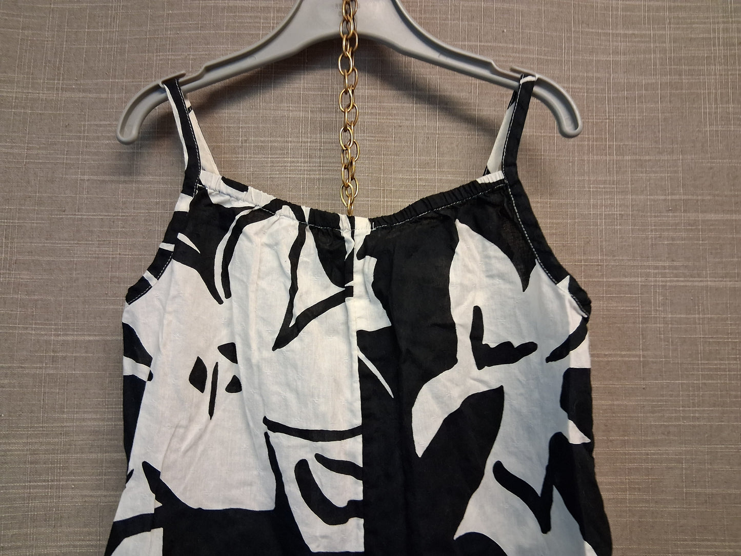 F&F Black White Floral Playsuit 100% Cotton Sleeveless Age 6-7 Years