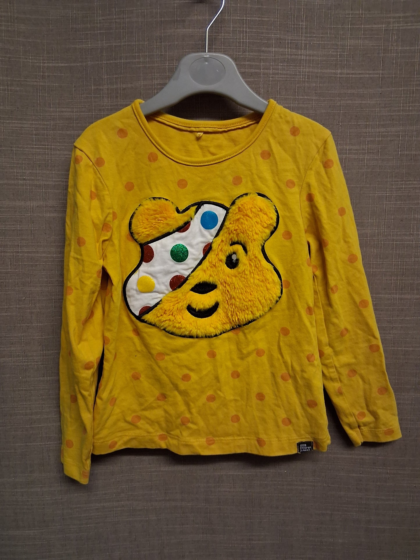 George Girl "Pudsey" Children in Need Yellow Long Sleeve T-Shirt Age 5-6 Years