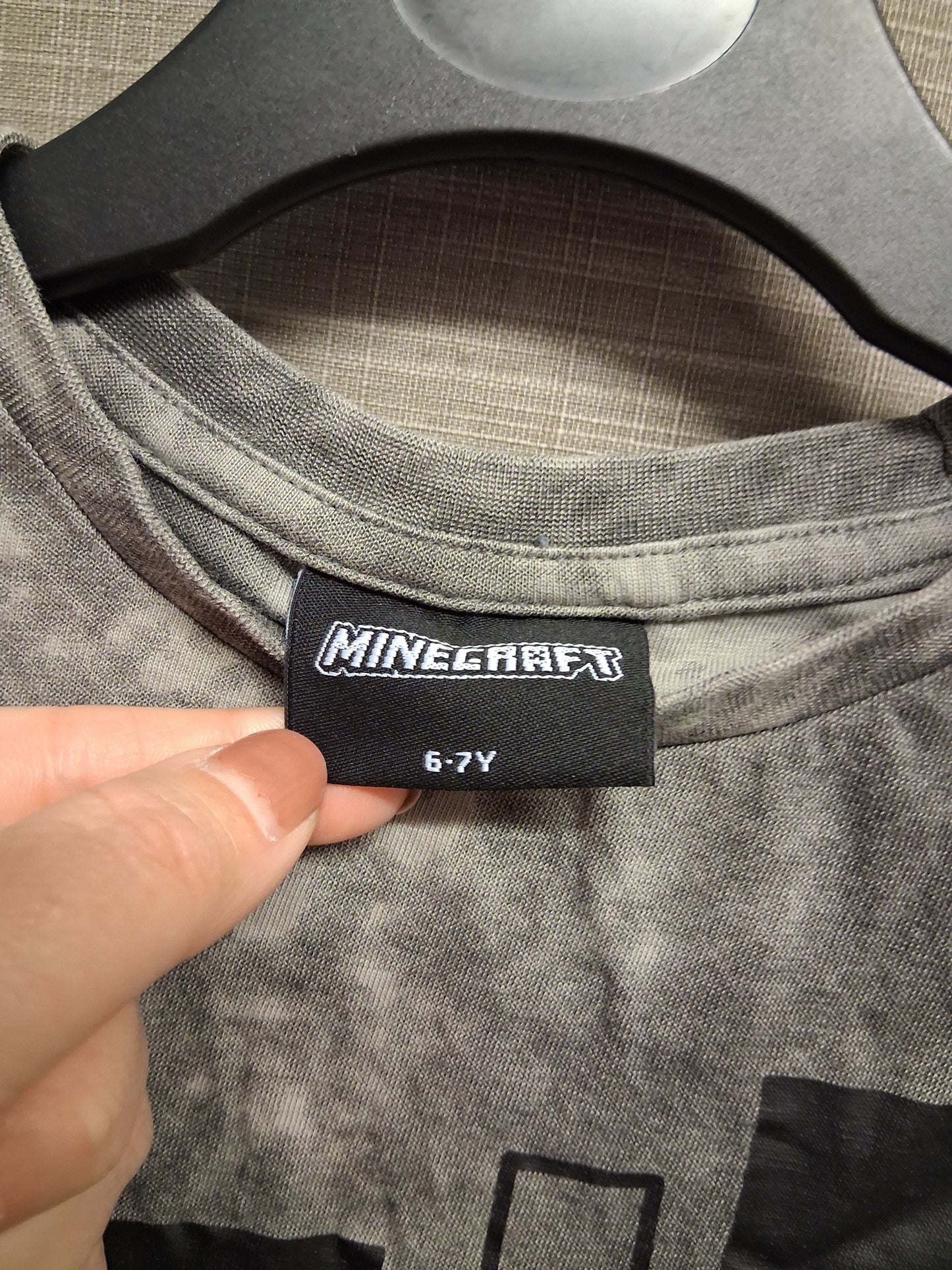 F&F Minecraft Grey Short Sleeve T-Shirt Age 6-7 Years