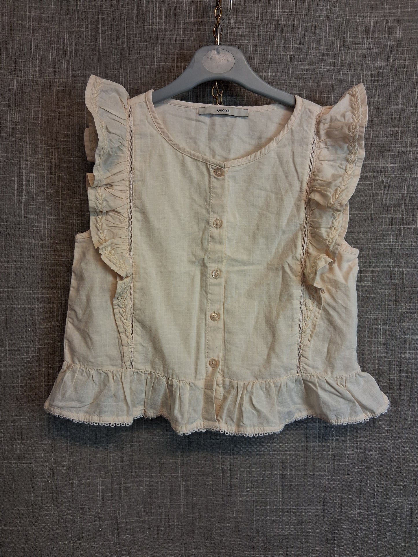 George Girls Cream Sleeveless Blouse Age 7-8 Years