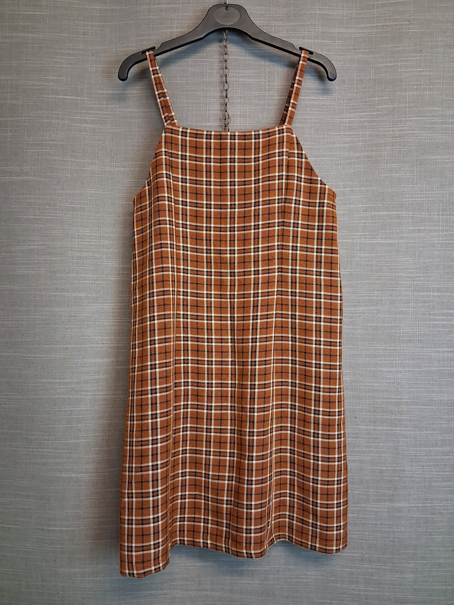 F&F Girls Orange Brown Check Pinafore Dress Age 11-12 Years