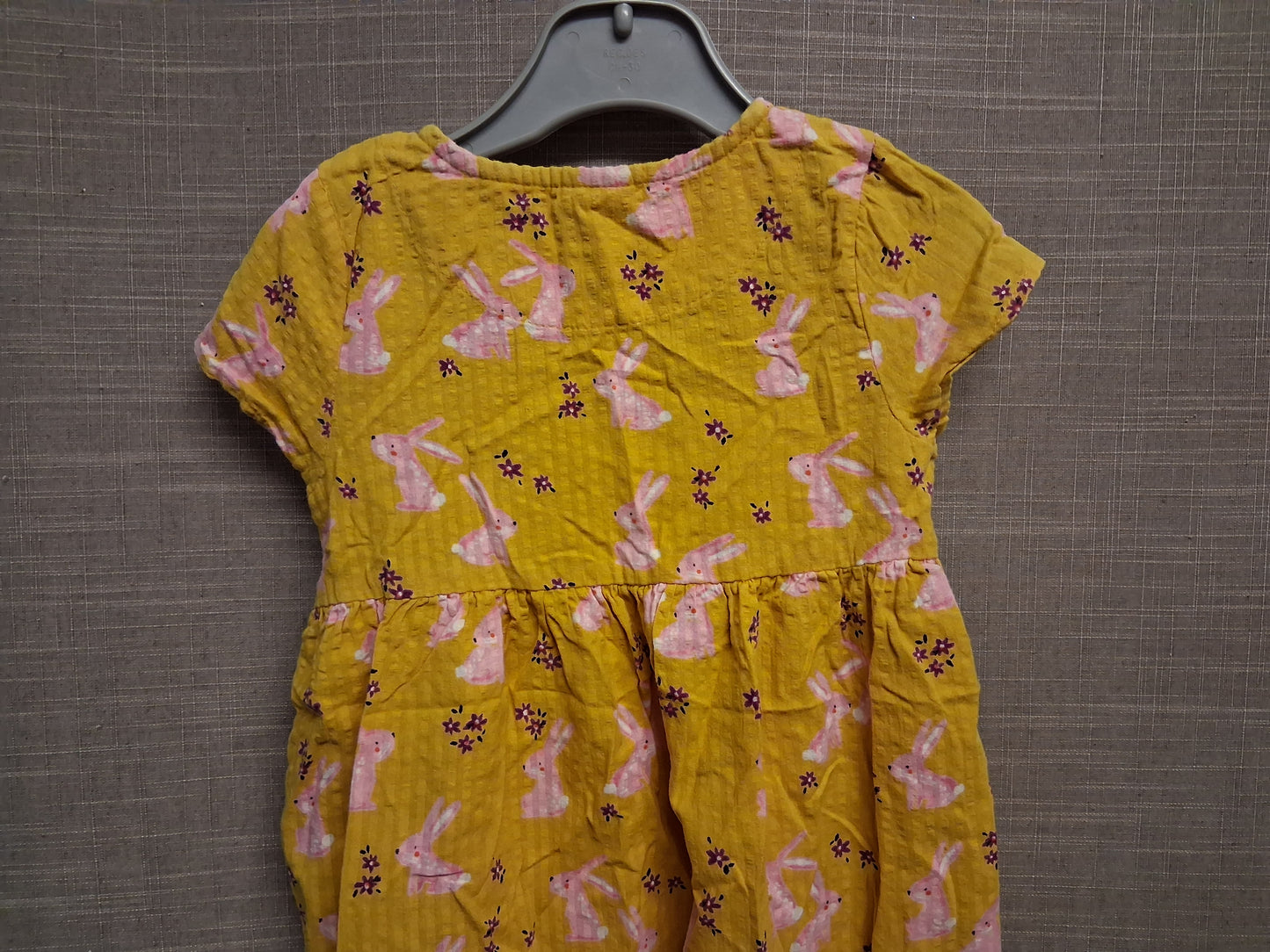 Next Girls Mustard Yellow Rabbits Cap Sleeve A Line Dress Age 2-3 Years