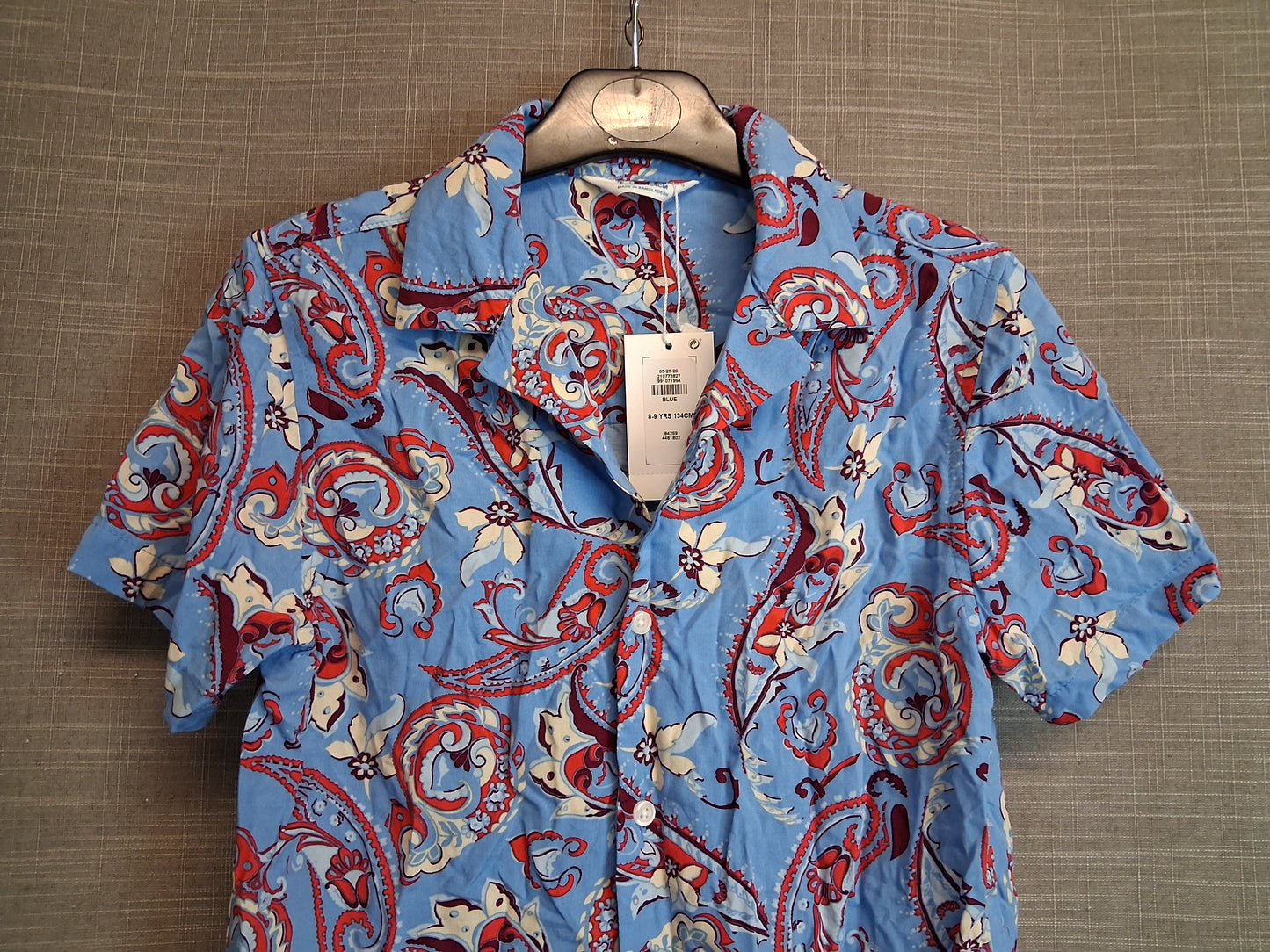 Primark Boys Hawaiian Theme Short Sleeve Shirt Blue Age 8-9 Years