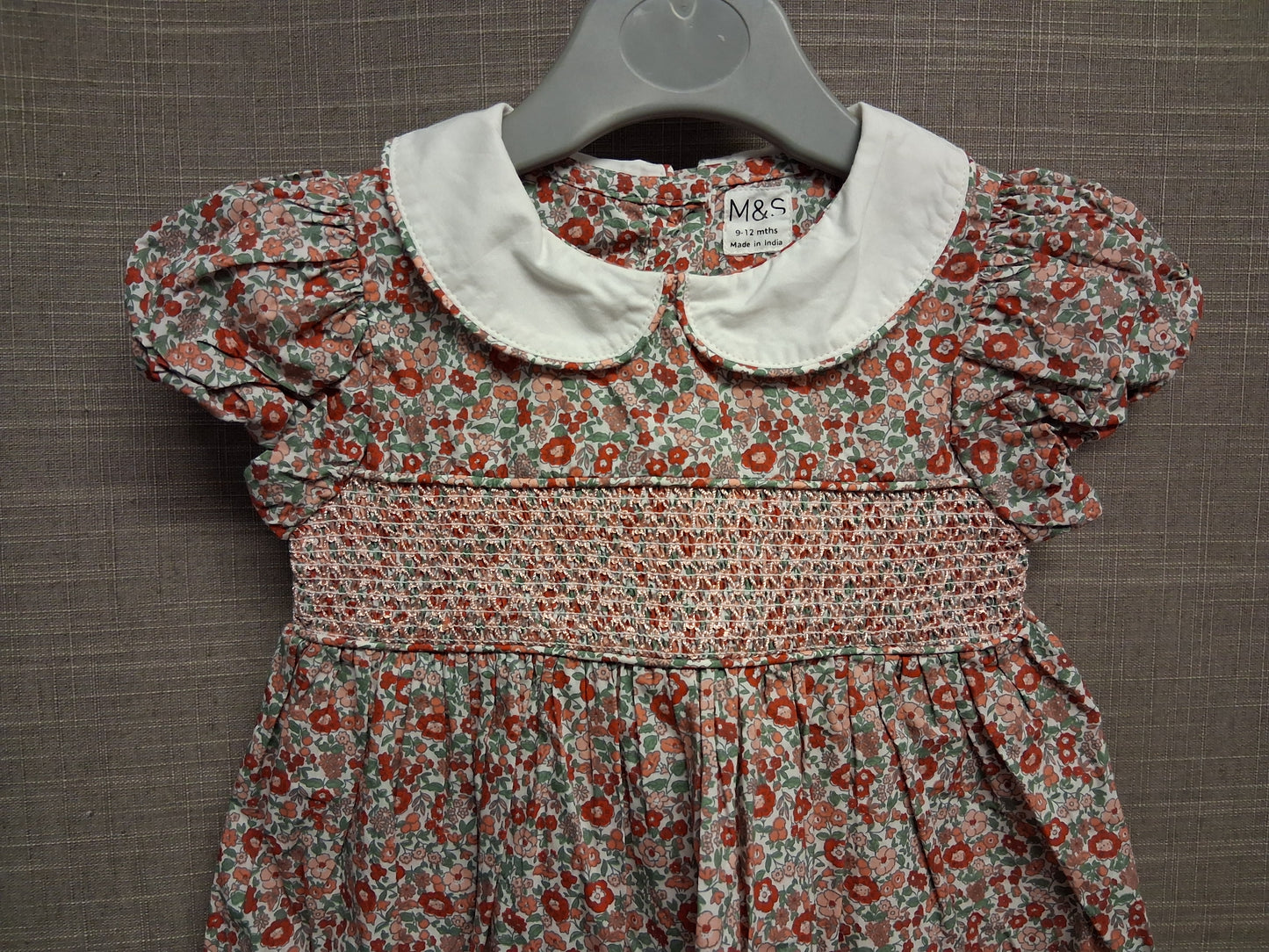 Marks and Spencer Girls Floral Pink Mix Smock Dress Age 9-12 Months New