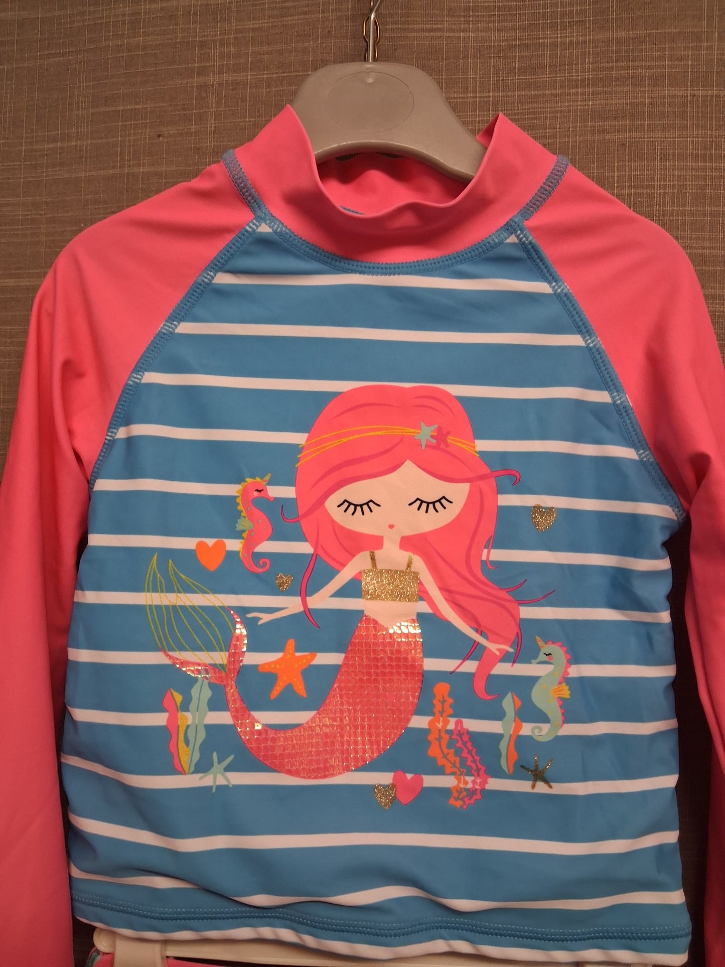 Peacocks Kids Girls Mermaid Swimsuit 2 Piece Long Sleeve Top Age 3-4 Years