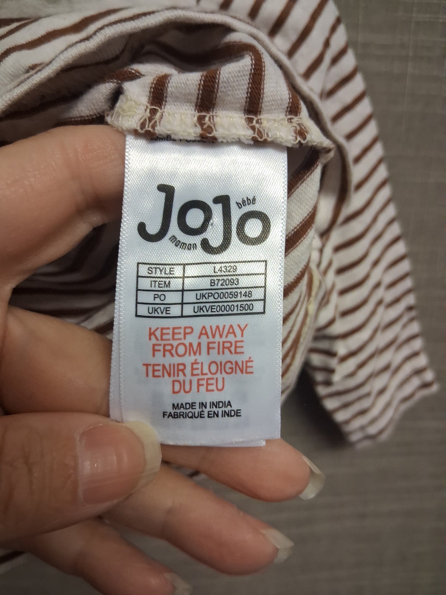 JoJo Mamam Bebe Boys Brown White Striped Long Sleeve T-Shirt Age 3-6 Months
