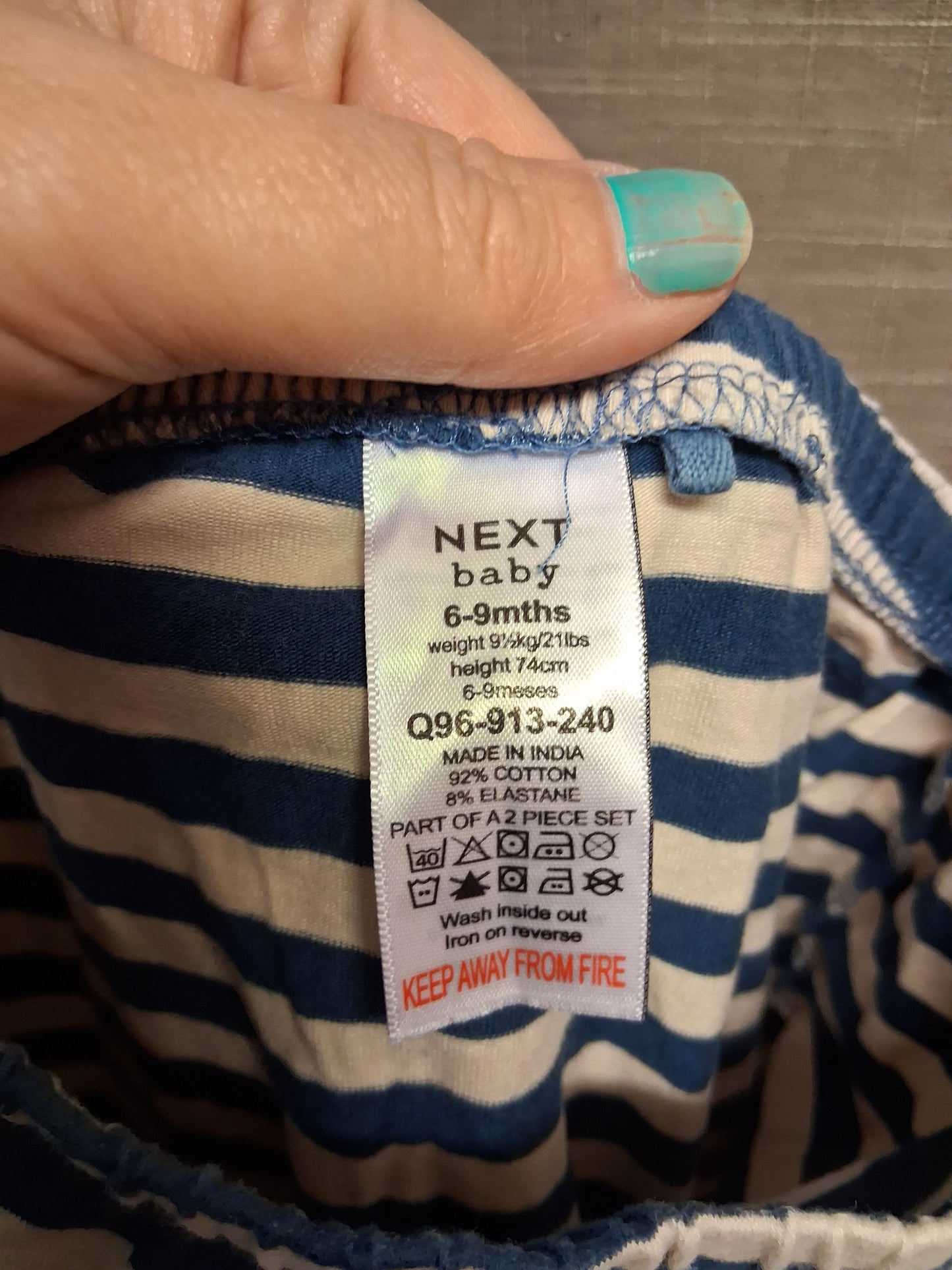 Next Boys 2 Piece Outfit T-Shirt & stripped Joggers Age 0-3 Months