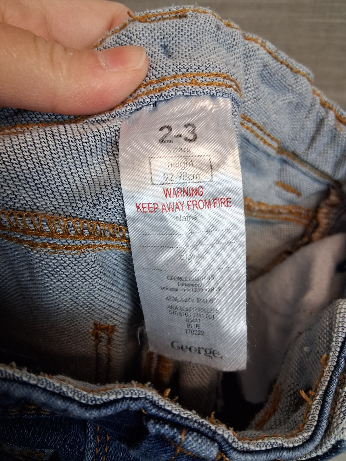 George Boys Blue Denim Jeans Age 2-3 Years