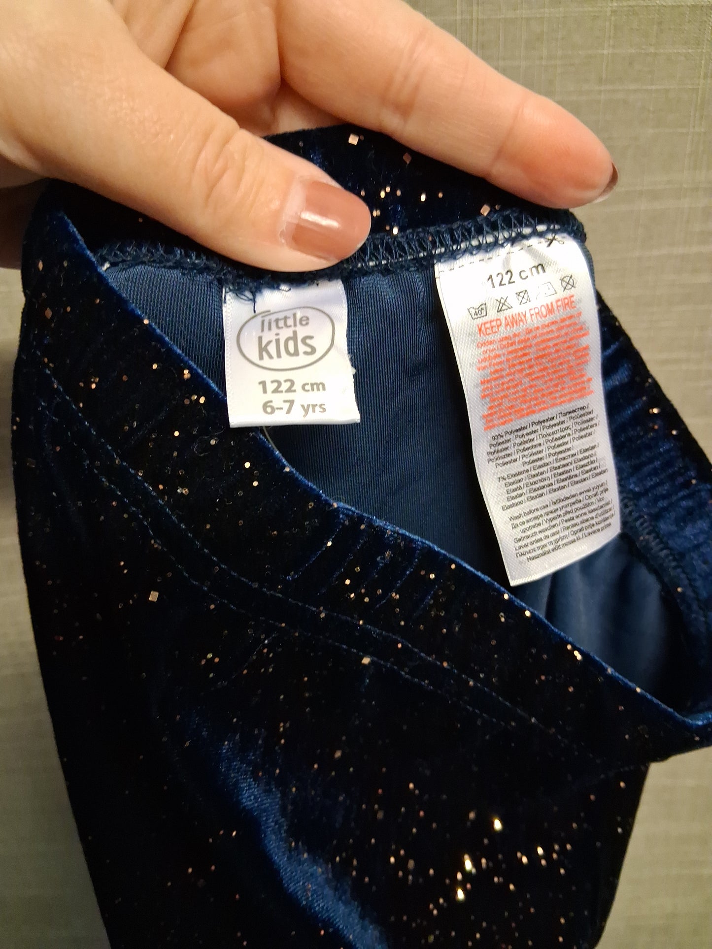 PepCo Girls Velour Navy Blue Glitter Leggings Age 6-7 Years New
