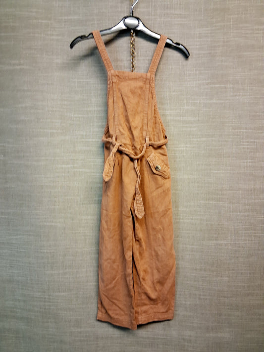 Zara Girls Brown Dungarees Age 4-5 Years 100%Cotton