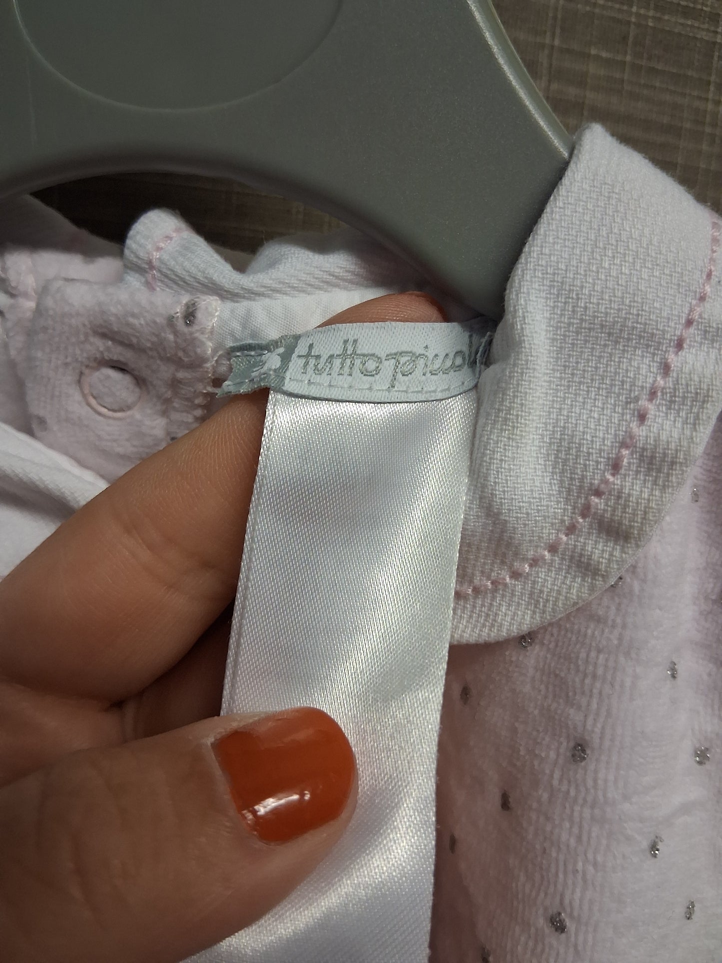 Tutto Piccolo Girls Pale Pink Silver Spot A Line Velour Style Dress Age 12-18 Months