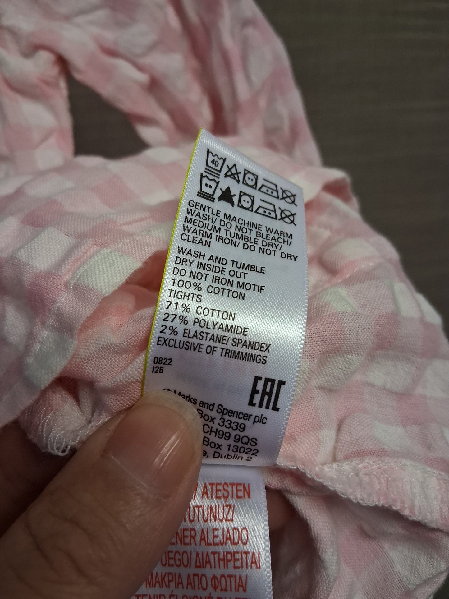 Marks & Spencer Pink White Check A Line Dress Age 0-3 Months New