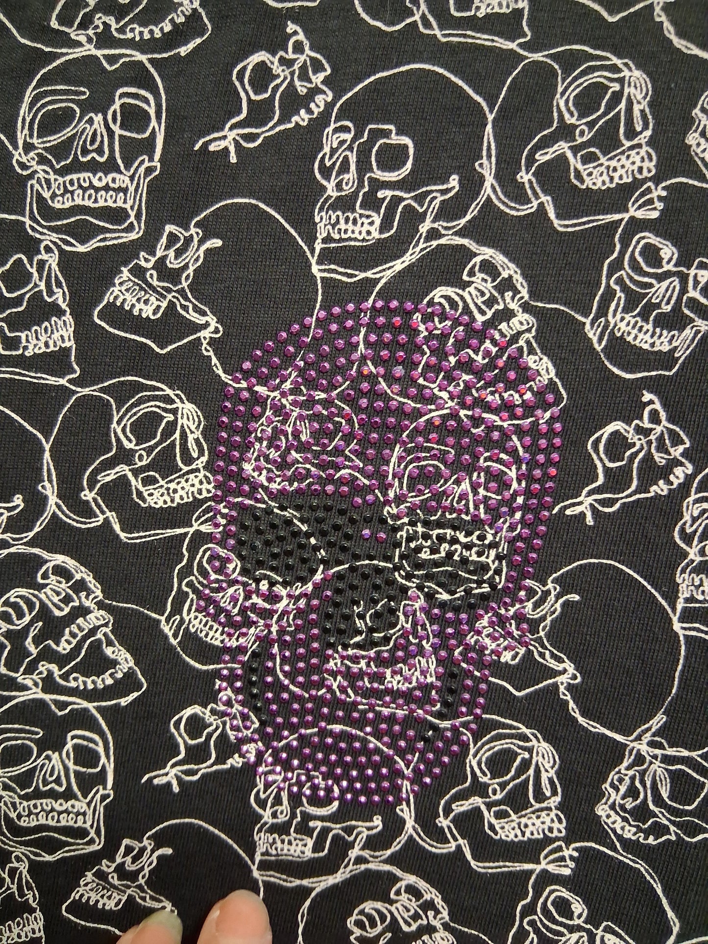 TU Black Grey Skull Print Short Sleeve T-Shirt Diamante Detail Age 13 Years