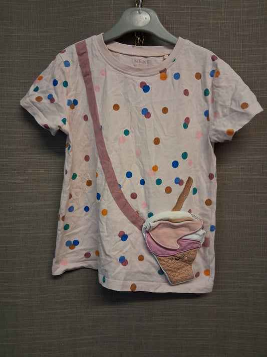 Next Girls Ice Cream Theme T-Shirt Jersey Age 5-6 Years
