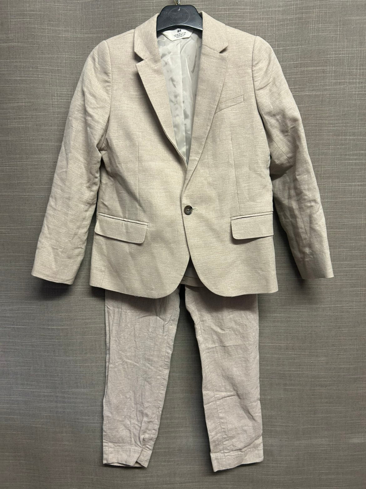 H&M Boys Linen Cream 2 Piece Suit Blazer & Trousers Age 7-8 Years Wedding Special Occasion