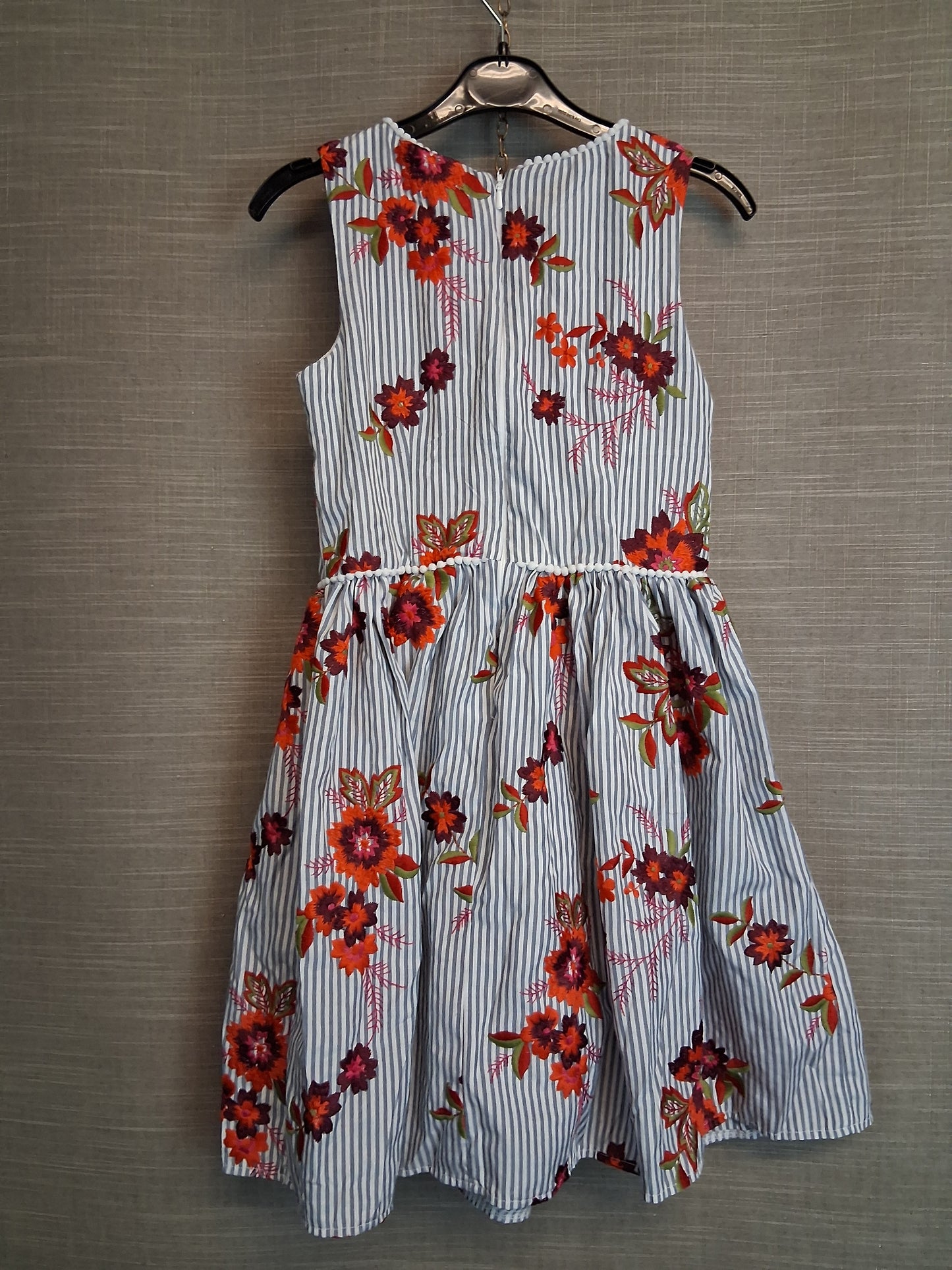 Next Girls Stripe Embroidered Floral Sleeveless Dress Age 9 Years