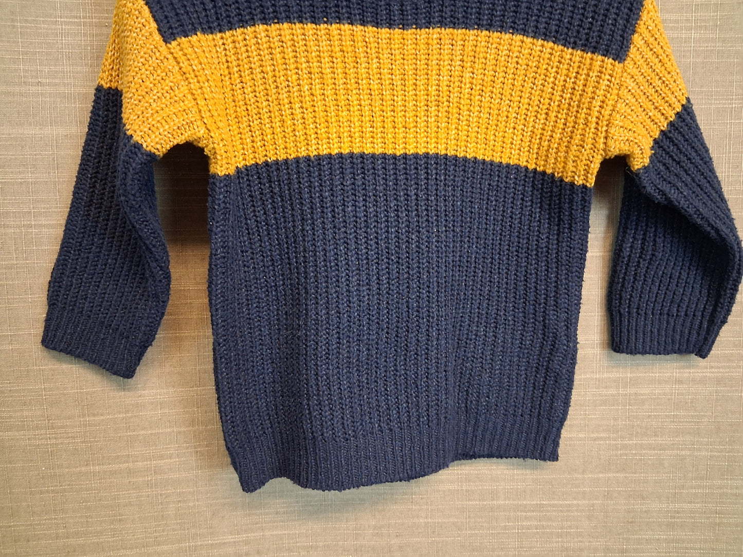 Primark Boys Blue Yellow Knitted Jumper Age 9-12 Months