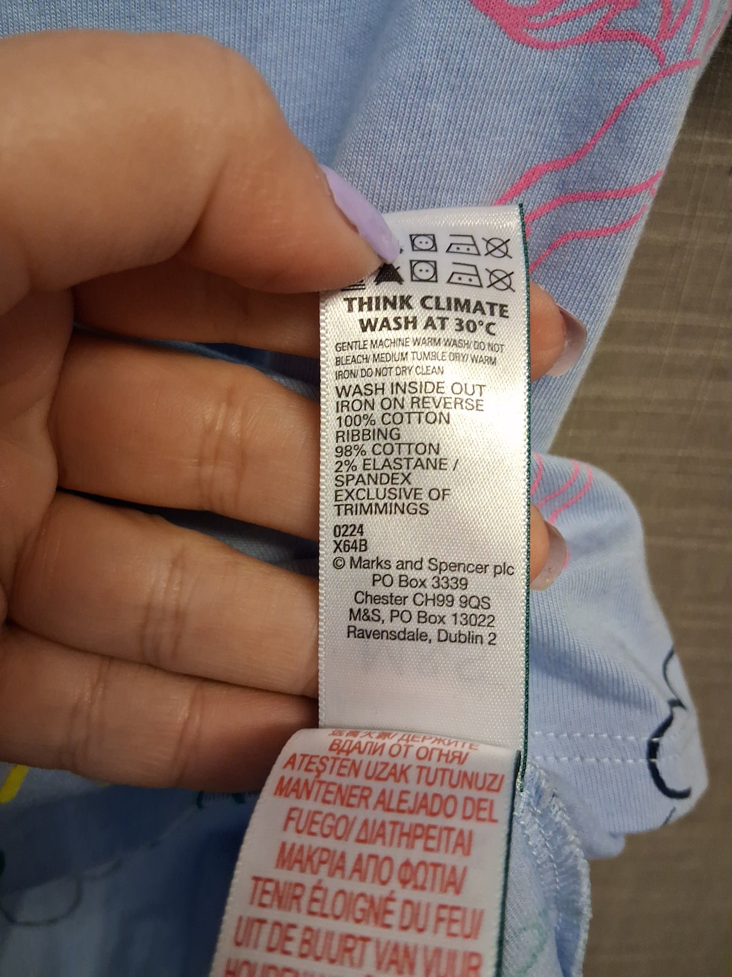 Marks & Spencer Blue Short Sleeve T-Shirt Unicorn & Rainbows Age 6-7 Years