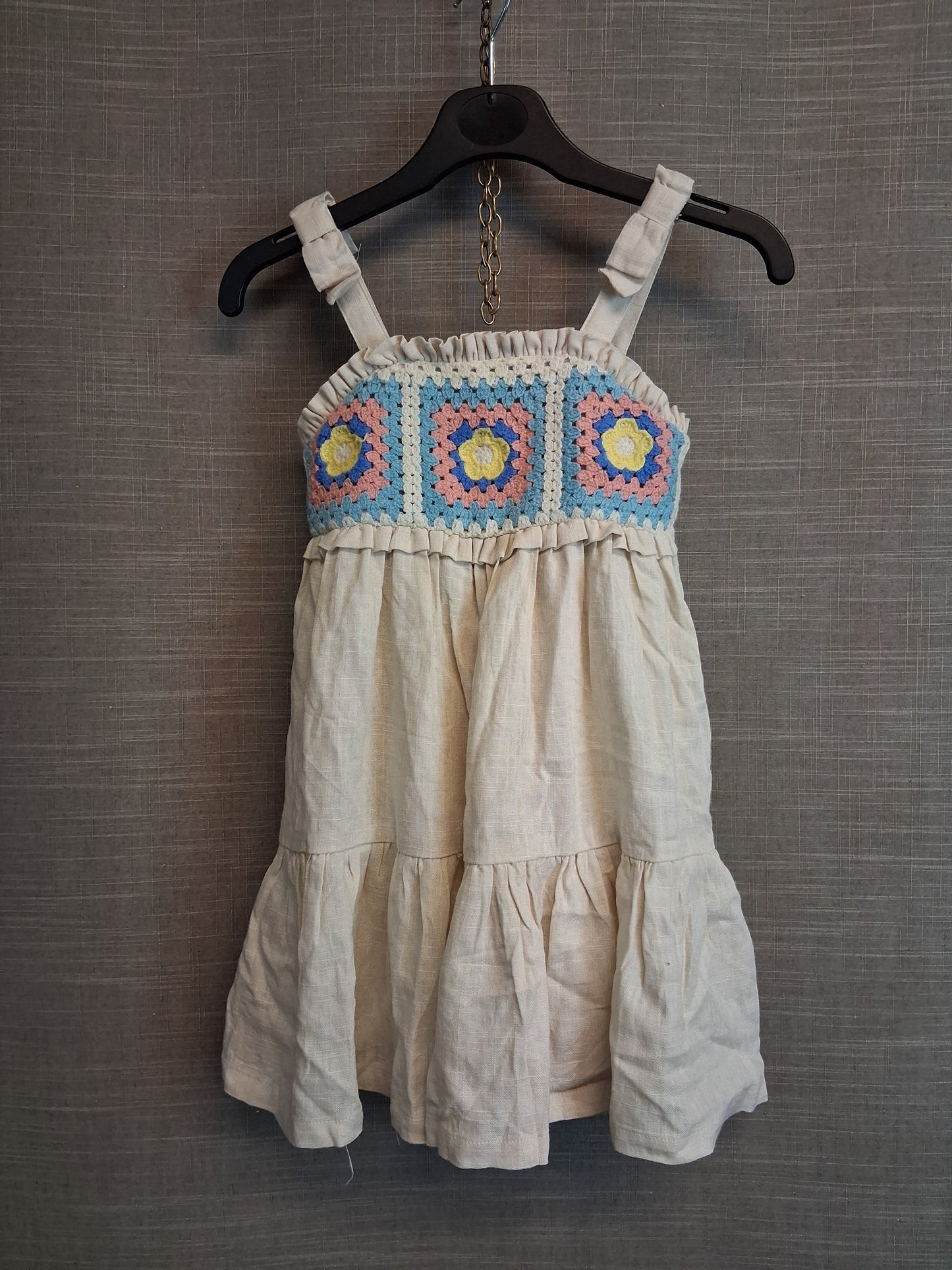 Haute Hippie Girl Beige Lined Embroidered Dress Age 2-3 Years