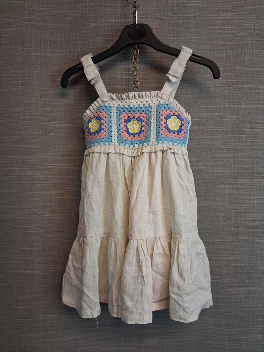 Haute Hippie Girl Beige Lined Embroidered Dress Age 2-3 Years