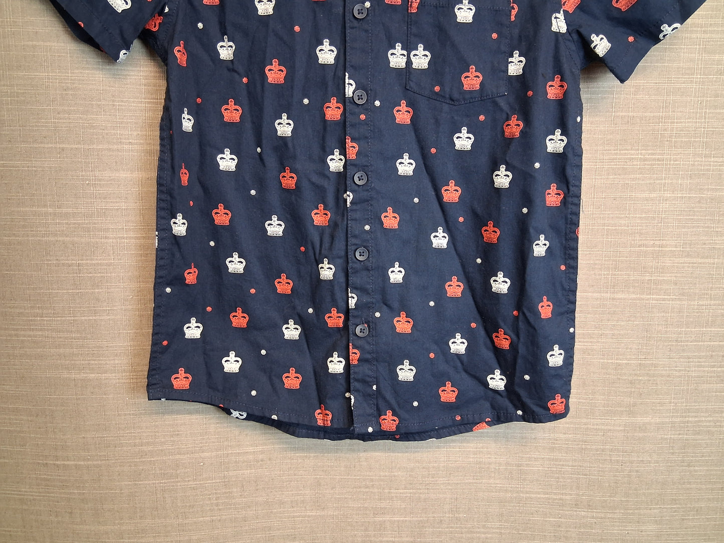 George Boys Blue King Crown Print Shirt Short Sleeve Age 10-11 Years