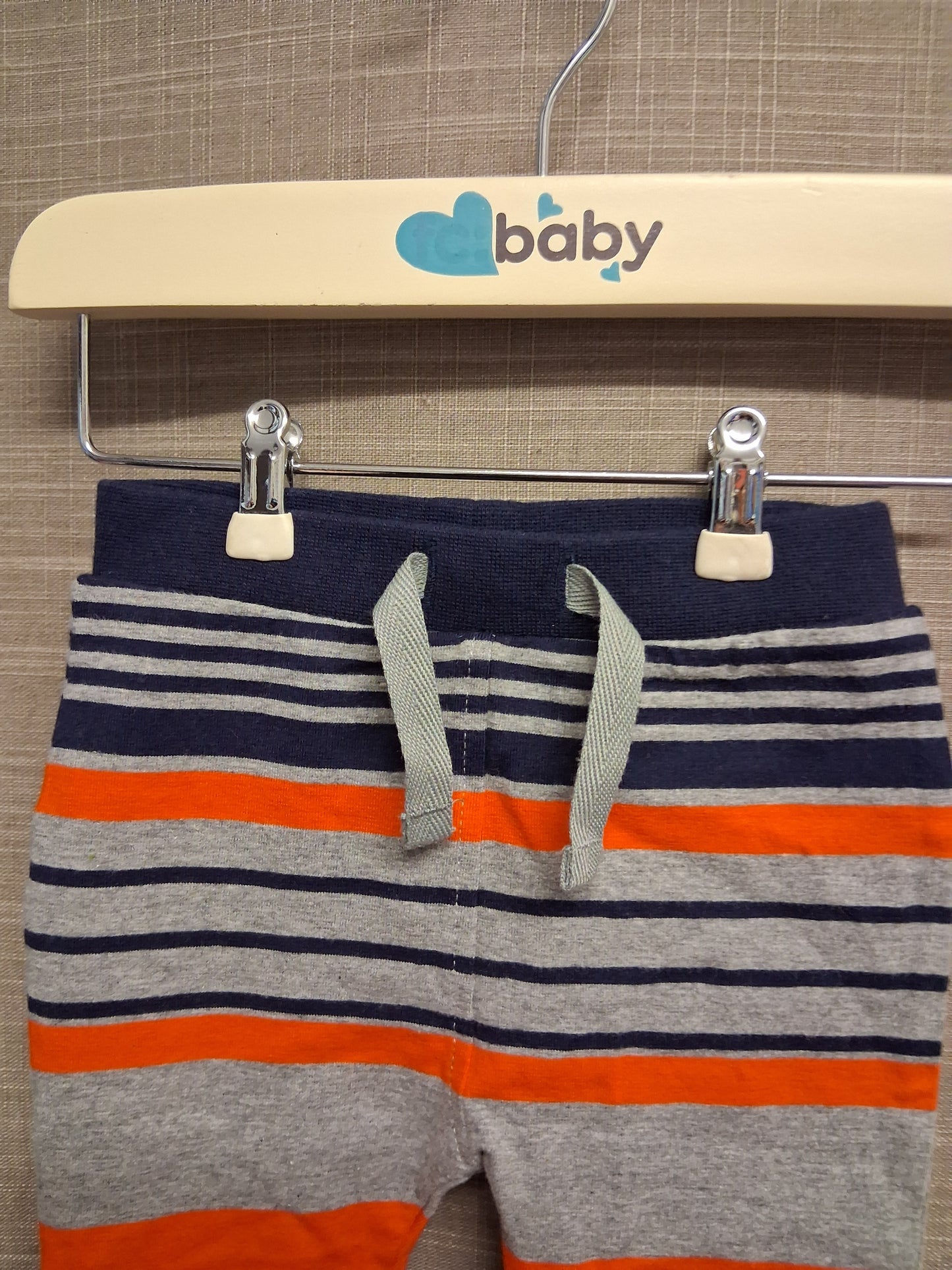 Next Boys Grey Red Navy Striped Jersey Joggers Age 0-3 Months