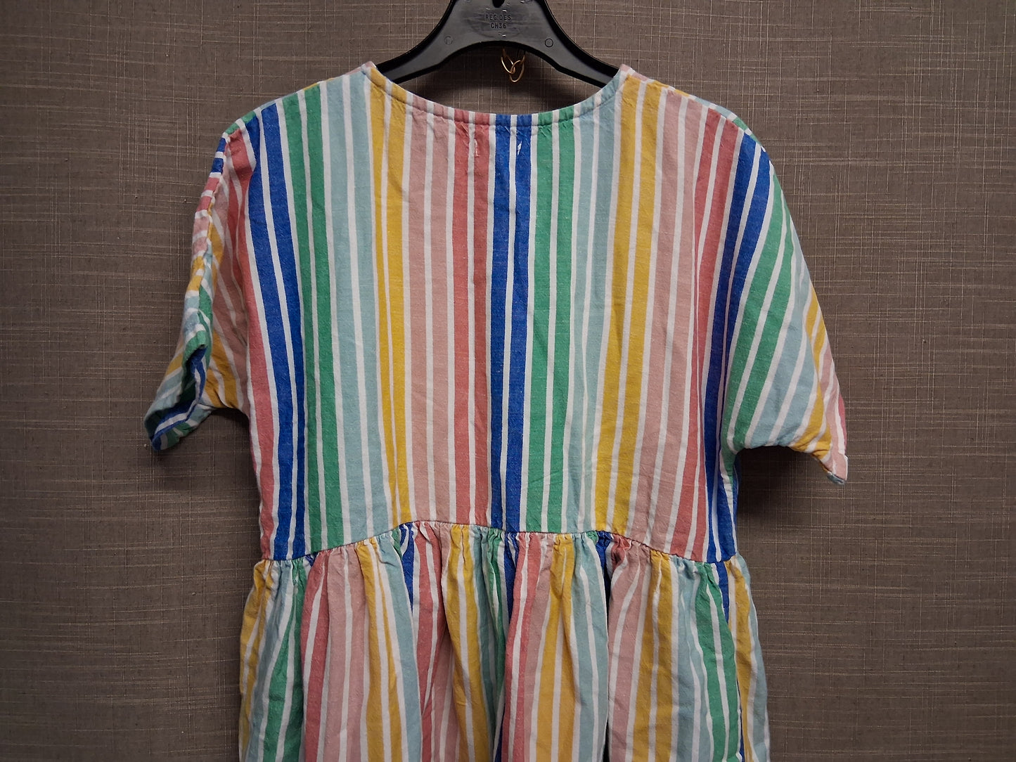 Next Girls Multicolour Striped Short Sleeve Dress Age 10 Years With Pockets Loose Fit