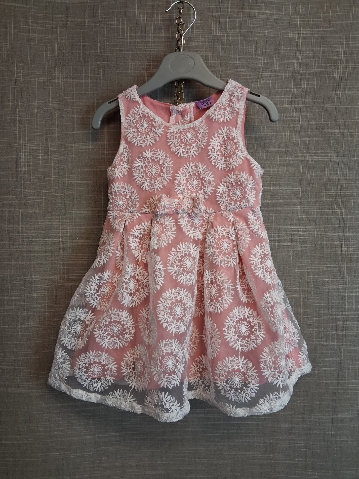 F&F Girls Pink Floral Sleeveless Dress Age 2-3 Years